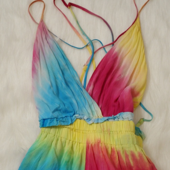 Tie-Dye Romper Colorful Jumpsuit w/ Open Back - Picture 8 of 13